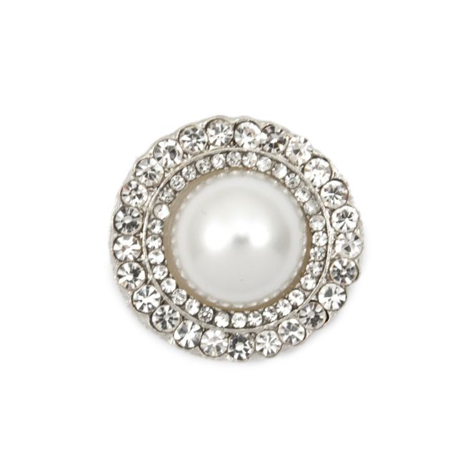 Hovedbilde Knapp med Diamanter/Bling og perle 21mm